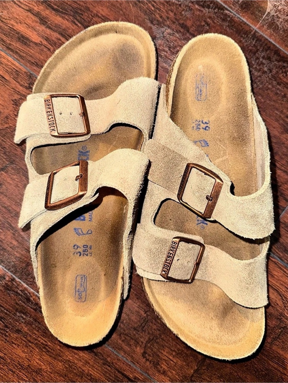 Birkenstock Arizona Soft Footbed Suede Sandals Tan & Brown EU 39
